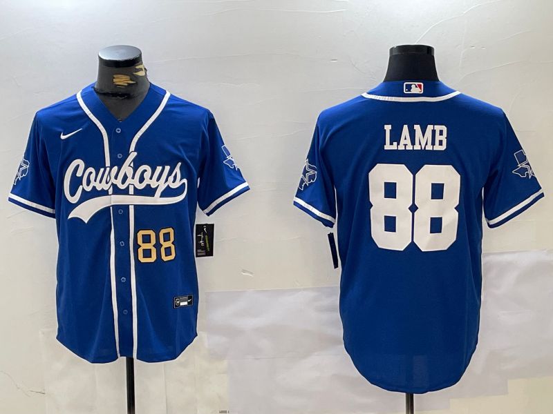 Men Dallas Cowboys #88 Lamb Blue Joint Name 2024 Nike Limited NFL Jersey style 9301